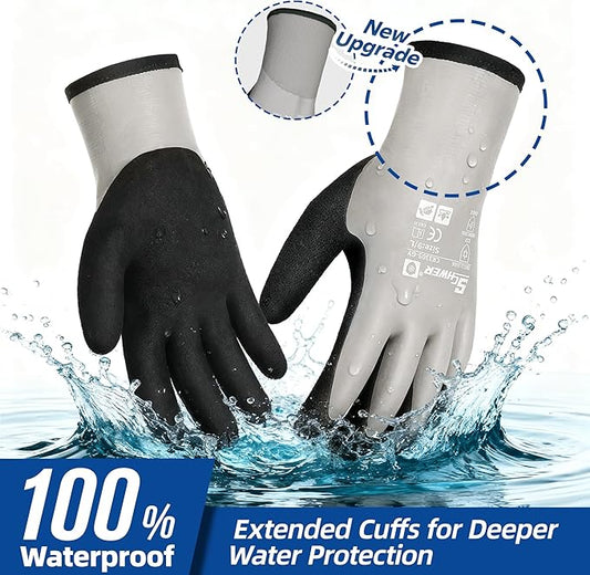 Schwer 2 Pairs 100% Waterproof Winter Work Gloves, ANSI A2 Cut Resistant Freezer Gloves for Outdoor Cold Weather Keep Hands Warm, Enhanced Warmth & Durability, for Shoveling Snow, Ice Fishing, XL