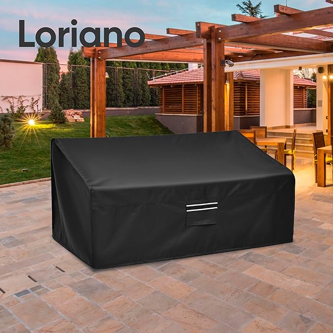 Loriano 3-Seater Patio Sofa Covers, 100% Waterproof Perfect Fit for Outdoor Sofa Covers, Oxford Fabric Lawn Patio Furniture Loveseat Covers 79W x 37D x 35H inches