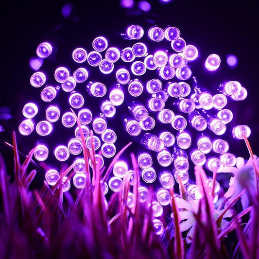 FULLBELL Fairy Lights Outdoor String Lights 33ft 100 LED with Memory Modes Controller, Extendable Christmas Lights Decorations for Wedding, Christmas, Party, Patio, Indoor Outdoor (Purple)