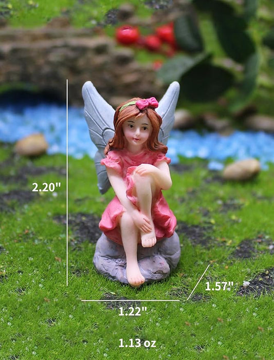 Miniature Fairy Garden Figurines 5Pcs, Small Flower Fairies Ornaments Resin Mini Fairy Figurines Outdoor Decor Art for Fairy Garden Pot Bonsai Micro Landscapes Craft Decoration Accessories