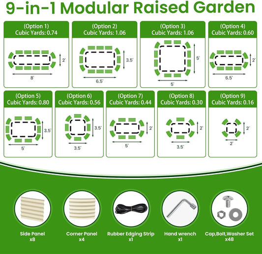 Raised Garden Beds 8 X 2 X 1.4Ft, Galvanized Raised Garden Beds Outdoor Planter Box for Vegetables, Gardening, Flowers, Fruits etc (Ivory)
