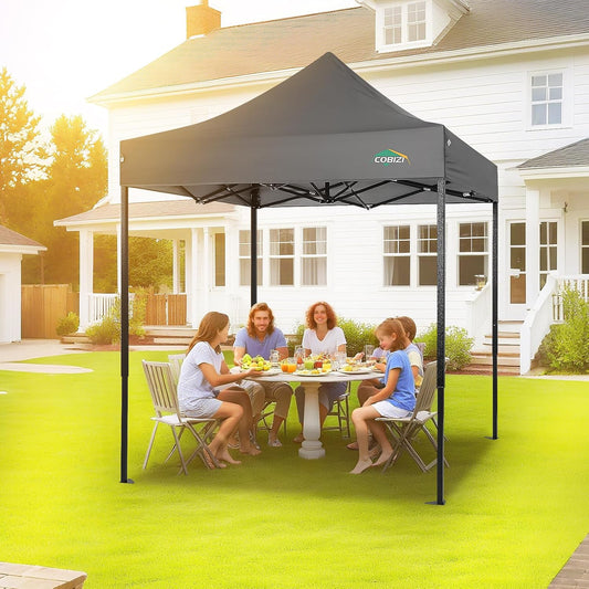 COBIZI 6.6x6.6 Pop up Canopy Heavy Duty Without Sidewalls, Easy Set-up Commercial Outdoor Party, 100% Waterproof Wedding Canopy Gazebo, 3 Height Adjustable with Carry Bag, Gray