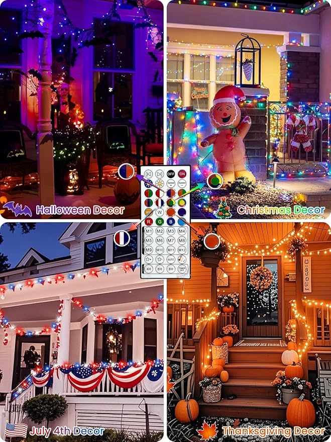240LED Smart Color Changing Christmas Lights App Controlled, 95FT Waterproof RGB Twinkle String Light Music Sync Multiple Modes, Christmas Lights with Remote & Timer Indoor Outdoor Xmas Decorations