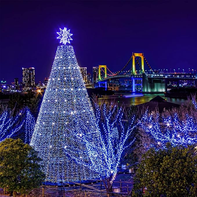 Upgrade Solar String Lights for Outside 2 Pack Total 180FT 500LED String Lights Outdoor with 8 Modes, IP65 Waterproof Outdoor Solar Twinkle Lights, Garden Tree Party Christmas Decorations, Blue