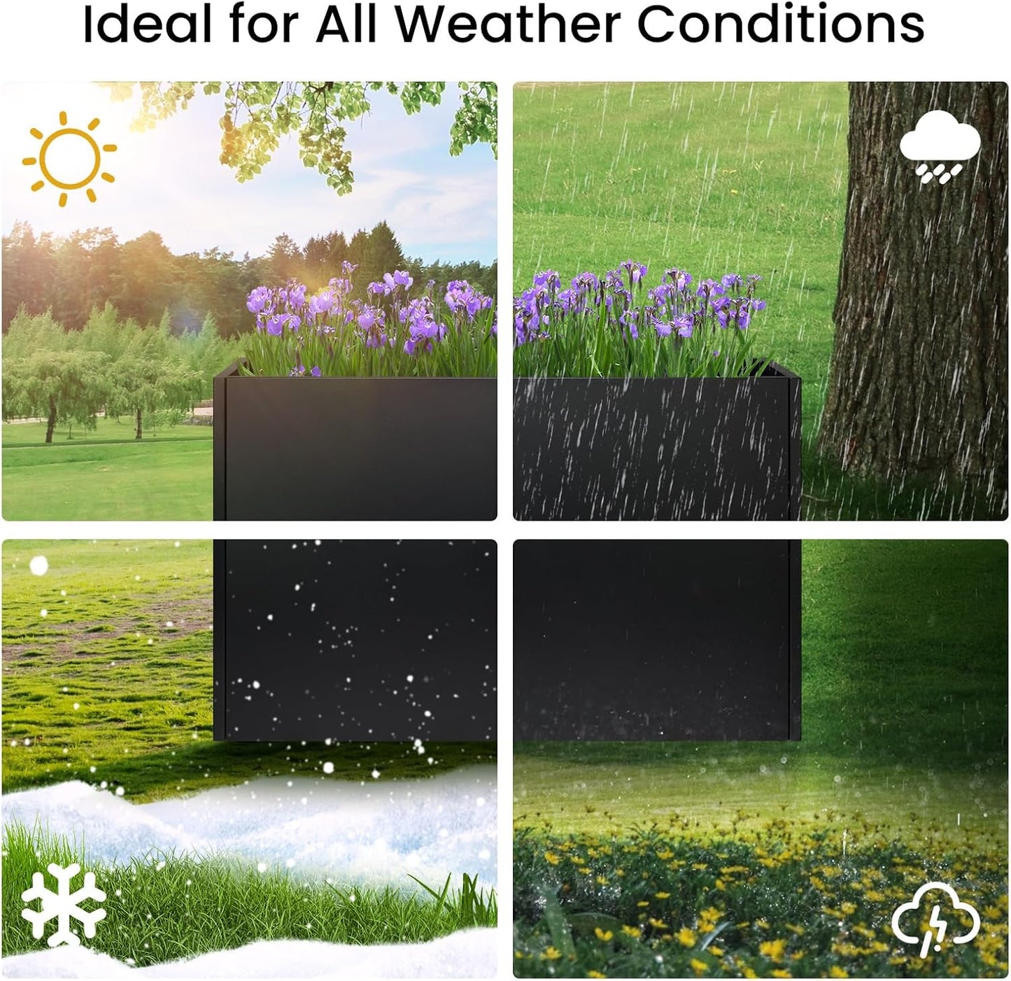 Metal Planter Box 38”x12”x30” with Adjustable Shelf & Smart Drainage - Heavy-Duty Powder-Coated Steel, All-Weather Indoor/Outdoor Use for Garden, Patio, Balcony