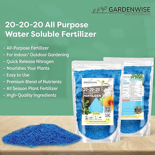 20-20-20 Water-Soluble Fertilizer ā Powder for Liquid Plant Food for Indoor & Outdoor Plants, Orchids, Vegetables, Lawns, Flowers ā 20 20 20 Fertilizer (20 QUARTS)