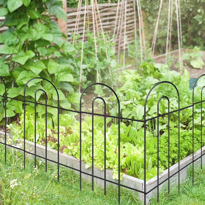 Garden Fence Border 32inX20ft Black Metal Wire Garden Fencing Panel Outdoor Folding Decorative Fences Flower Lawn Edging for Landscape Patio Yard