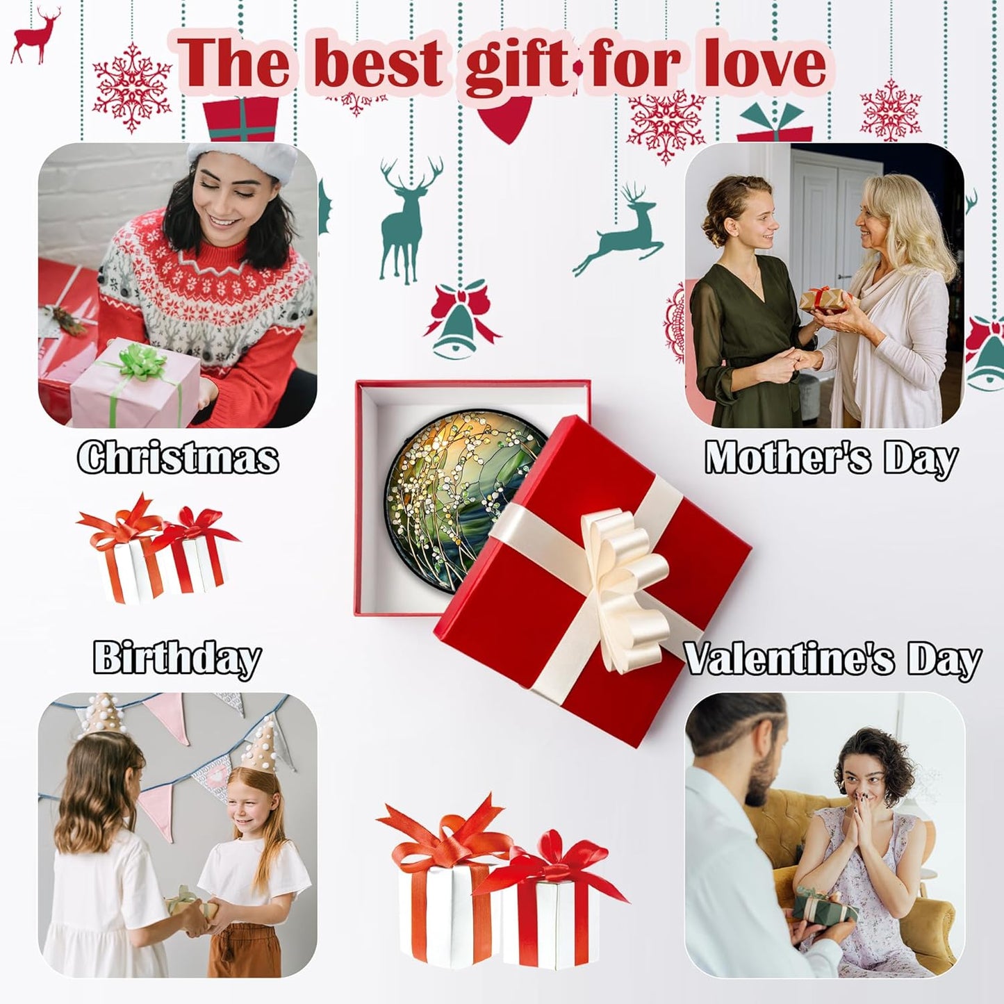 Stained Glass Suncatcher, Yellow Green Gradient Flower Sun Catcher Plants Stain Glass Window Hanging Decoration Mother's Day Birthday Gifts for Women Men Mom and Nana 11.8 in