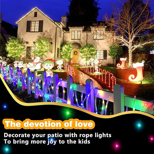 Solar String Lights Outdoor Waterproof LED,66ft 200 LED Rope Lights Solar Powered,8 Modes Multicolor Fairy Lights with Remote for Christmas Garden Patio Deck Backyard Pool Trampoline