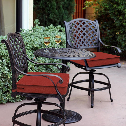 LVTXIII Patio Chair Cushions 19"x19"x3", Water-Repellent Outdoor Seat Cushions for Patio Furniture, Square Chair Pads with Ties for Home Garden Decoration, Set of 2, Brick Red