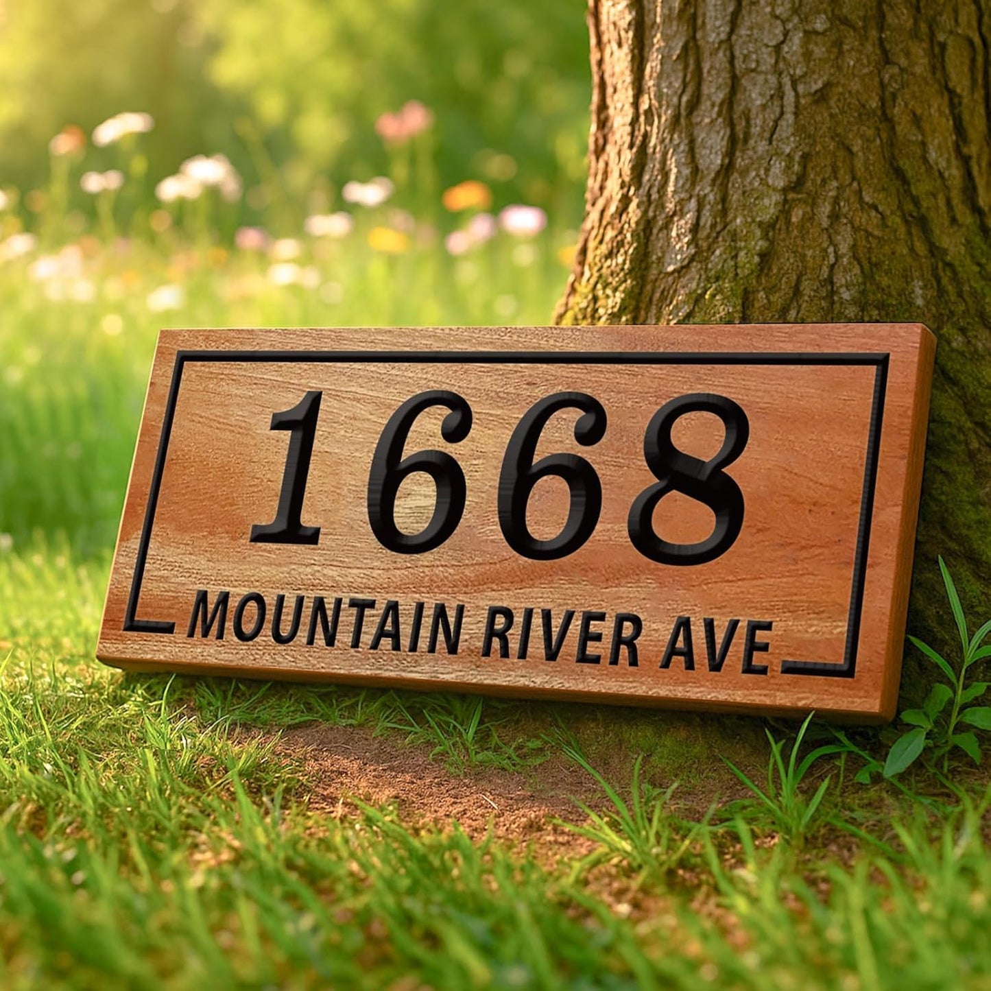 Custom Wood Address Sign Carved House Number Sign Personalized Street Name Plaque Outdoor Wooden Address Marker Custom Home Address Sign for Yard Porch Wall