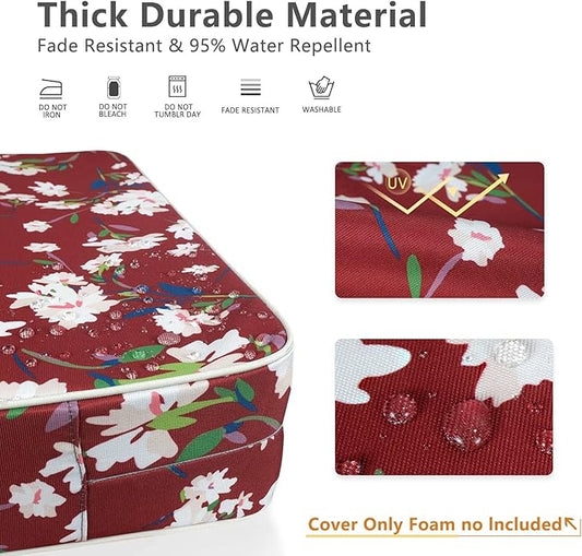 Porch Shield Patio Chair Seat Cushion Covers Set 4, Outdoor Waterproof Fade Resistant Cushion Slipcovers, Replacement Covers Only, 19 x 19 x 4 Inch