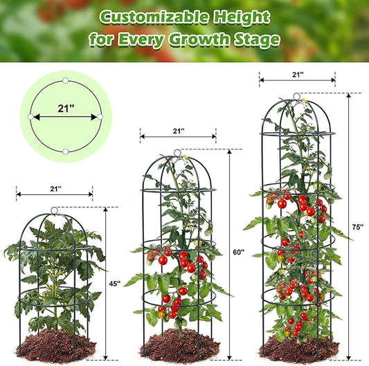 Trellis for Climbing Plants Outdoor, 75 Inch Tall Heavy Duty Metal Garden Trellis Tower Potted Cages for Flowers Fruits Vegetable Cucumber Tomato Potted Rose Clematis Pea Bean Raised Bed Trellises