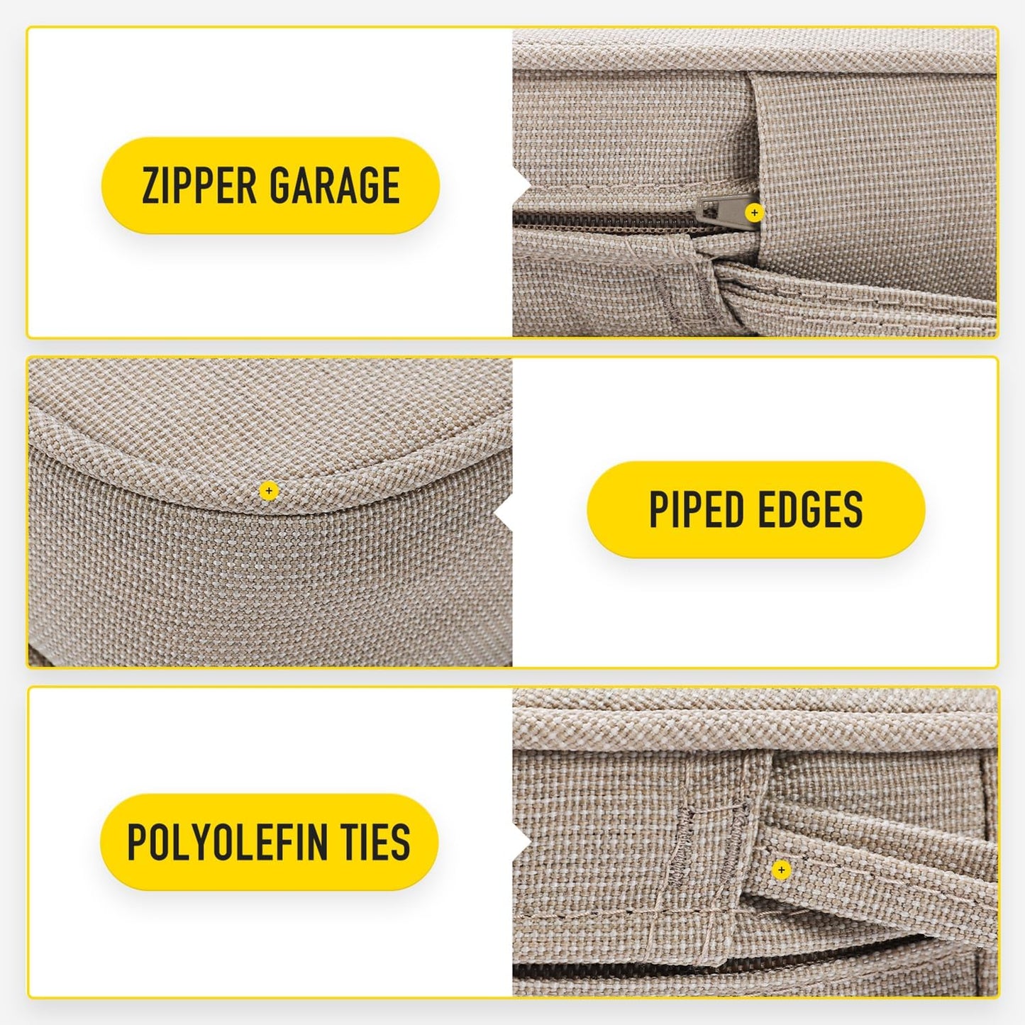 SUNROX Gel Memory Foam Chair Cushions, FadeShield Water-, Stain-Resistant Durable Reversible Seat Cushion Pads with Ties for Indoor/Outdoor Kitchen Dining Office 17"x16" Set of 4, Husk Birch