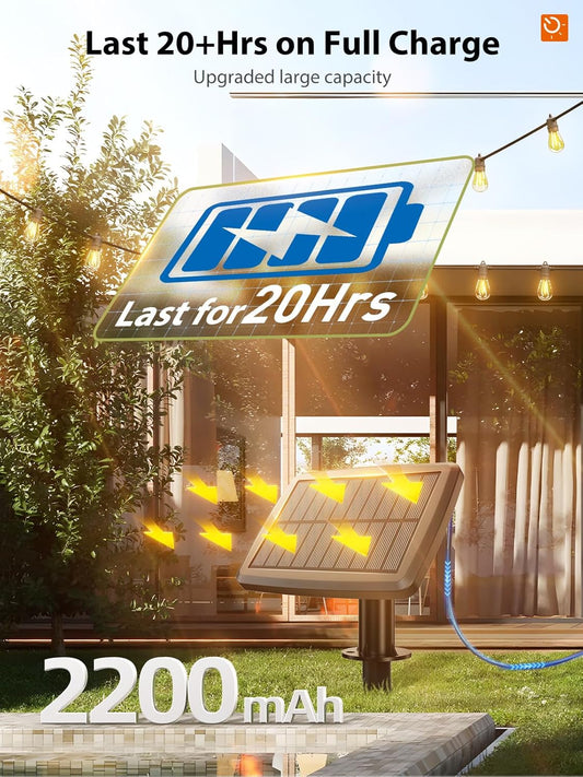 KYY 54FT Solar String Lights Outdoor Waterproof with USB Charging & Remote, Dimmable & Timable, Solar Powered Patio Lights with LED Shatterproof Bulbs for Deck Backyard Porch Garden Camping