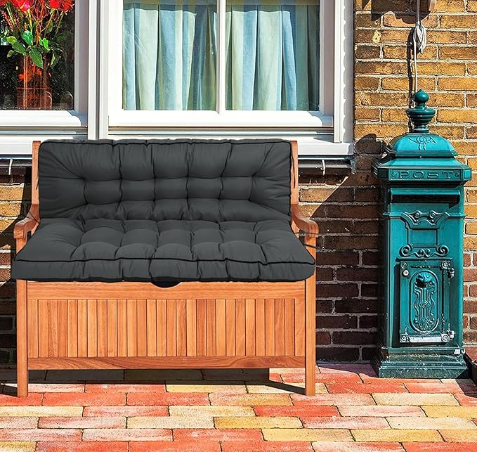 Swing Replacement Cushions with Backrest, 2 or 3 Seater Waterproof Non-Slip Overstuffed Swing Pad, Indoor/Outdoor Bench Cushion for Porch Chair Swing Garden Furniture (Dark Grey, 40 * 70.8in)