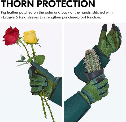 Vgo... 1 Pair Gardening Gloves Unses,Safety Work Gloves,Long Sleeves Gauntlet,Puncture-proof,Thorn Proof,Touchscreen(Size S,Green,SL7477)