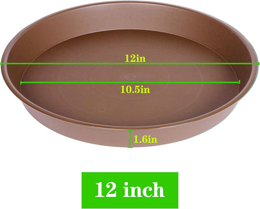 6 Pack of 12 inch Plant Saucer, Heavy Duty Plastic Plant Saucer 12 inch Round, Plant Tray for Pots, Flower Plant Saucers for Indoors, Plant Trays for Planter 10"/11"/12" (12", Chocolate)