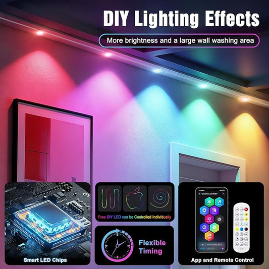 JOH Permanent Outdoor Lights, 200FT with RGB+IC Smart LED Outdoor Lights for House, App & Remote Control, DIY Scene Modes, IP67 Waterproof Christmas Light, Holiday, Party, Halloween Decorations