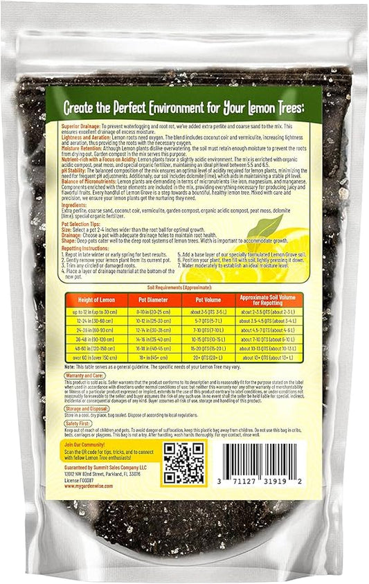 Organic Lemon Tree Soil – Citrus Potting Mix with Organic Fertilizer – Ideal for Potted Lemon Trees, Meyer Lemons & Citrus Plants – Chunky, Indoor & Outdoor (3 QUARTS)