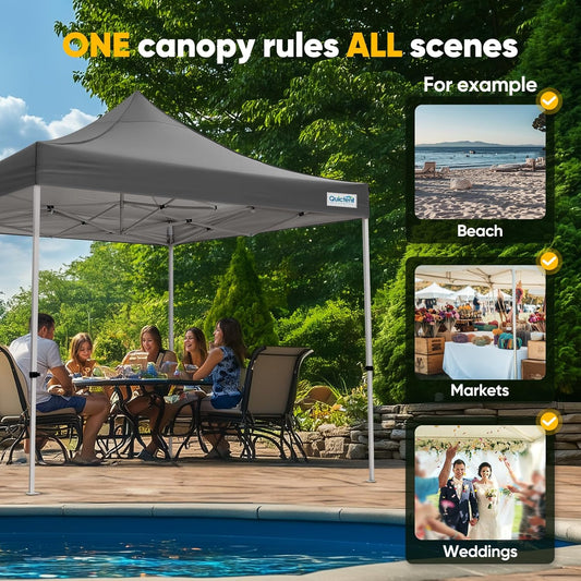 Quictent 10x10 Heavy Duty Pop Up Canopy Tent- Easy up Outdoor Commercial Canopies, Waterproof, 11ft Interior Height, Easy Setup, Includes Sand Weight Bags and Wheeled Carry Bag