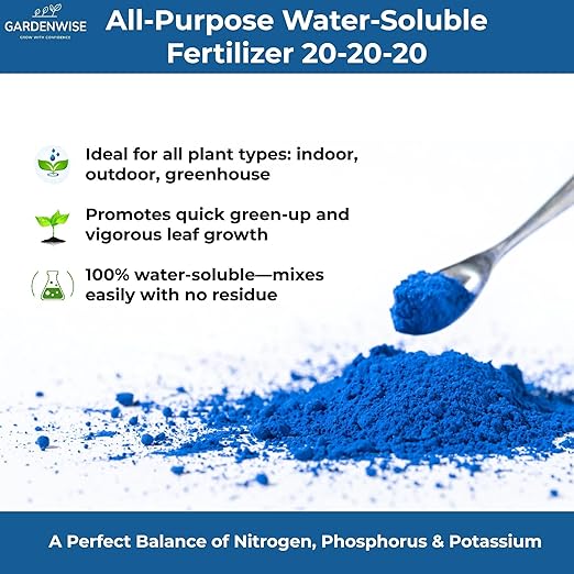 20-20-20 Water-Soluble Fertilizer – Powder for Liquid Plant Food for Indoor & Outdoor Plants, Orchids, Vegetables, Lawns, Flowers – 20 20 20 Fertilizer 2 Quarts (4 lbs)