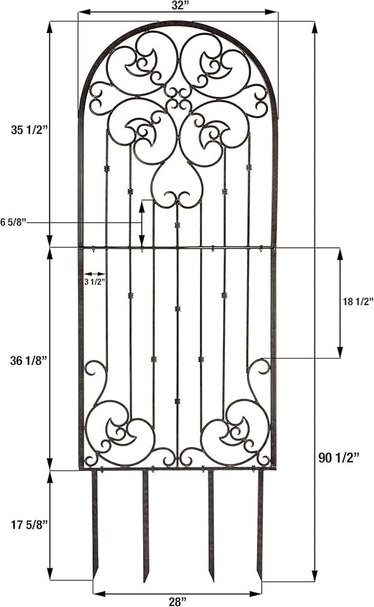 H Potter Garden Trellis for Climbing Plants Metal Wrought Iron Outdoor Wall Panel for Vines Flowers