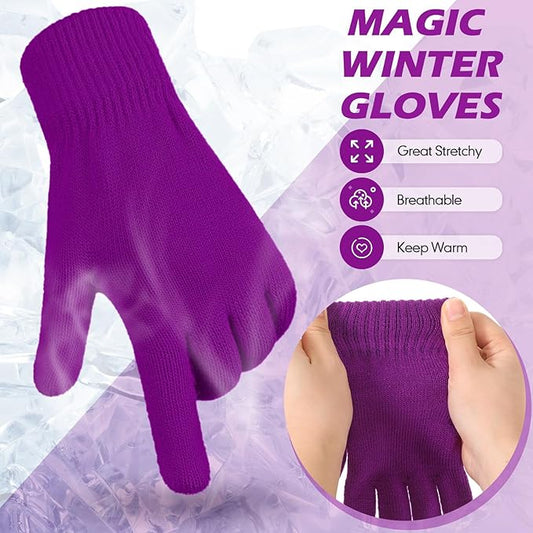 SATINIOR Magic Winter Gloves Unisex Gloves Knit Stretchy Mitten Full Fingers Warm Mitten for Men Women Sports
