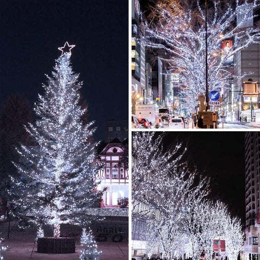 Solar String Lights Outdoor, 2-Pack Each 72FT 200 LED Solar Christmas Twinkle Lights Outside Waterproof Copper Wire with 8 Modes Solar Fairy Lights for Garden Tree Birthday Christmas Decor(Cool White)