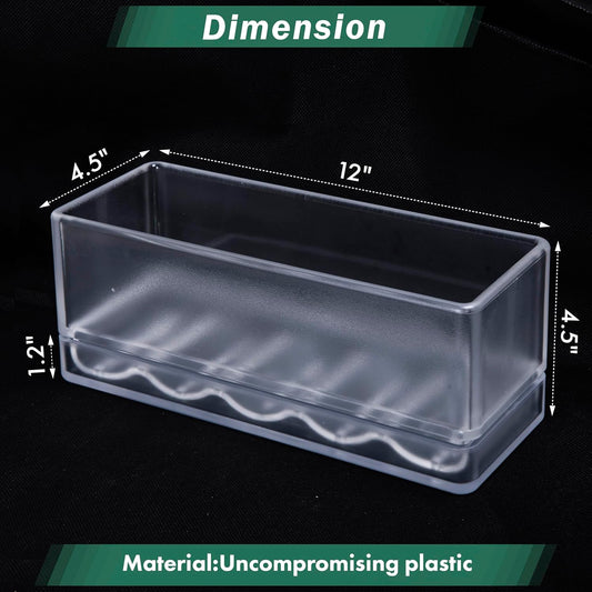 D'vine Dev 12 Inch Window Box Planter, Rectangle Plastic Herb Planter with Drainage Holes and Saucer, Indoor Succulent Cactus Vegetable Pot for Windowsill, Garden Balcony, Clear, Set of 2, 76-X-D-2