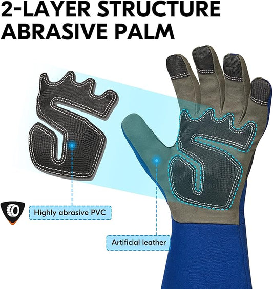Vgo... Safety Work Gloves Men,Gardening,Long Sleeves Gauntlet,Puncture Proof,Touchscreen(1 Pair,Size M,Blue,AL6608-ML)