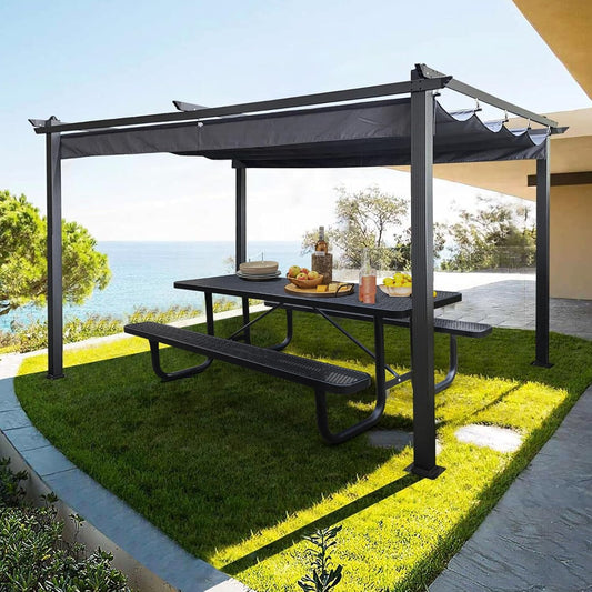 6FT Metal Picnic Tables for Outdoors, Commercial Rectangular Picnic Table and Bench Set for Outside, Patio, Garden, Backyard, Porch, Surface Mount, Black