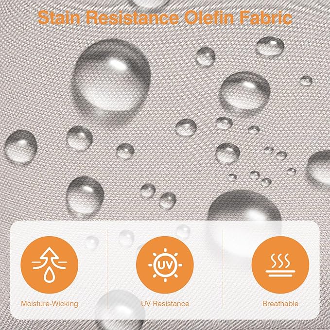 Outdoor Chair Cushions 23" x 24" x 4", Patio Deep Seat Replacement Cushions Set with Zippered Removable Cover, Weather-Resistant Olefin Fabric for Garden Chair Sofa Couch, Beige