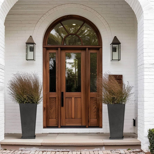 LA JOLIE MUSE 30 Inch Tall Planters for Outdoor Plants, 2 Sets Concrete Grey, Tall Outdoor Planters, Modern Square Outdoor Planters, Tall Large Planters for Front Door, Patio and Deck