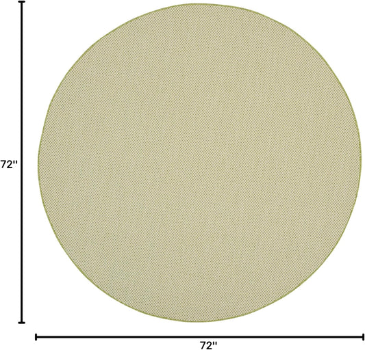 Nourison Home Courtyard Indoor/Outdoor Ivory Green 6' x Round Area Rug, Easy Cleaning, Non Shedding, Bed Room, Living Room, Dining Room, Backyard, Deck, Patio (6 Round)
