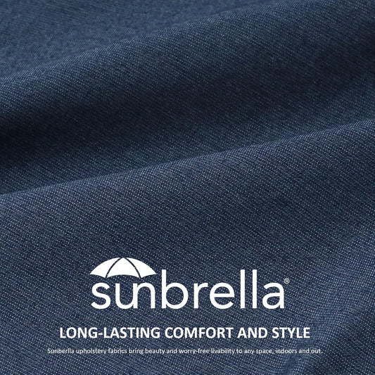 Sunbrella Square Corner Seat Cushions, 18.5" x 16" x 3", Set of 4, Indoor Outdoor Water Repellent Universal Chair Pads with Ties for Patio Furniture, Garden Dining Chairs, Specrtum Indigo