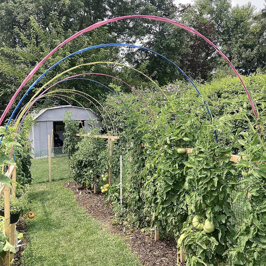 Garden Hoops Grow Tunnel, 12 Sets of 7FT Greenhouse Hoops for Raised Beds, Rust-Proof Fiberglass Frame for Garden Netting, Small Greenhouse Kit, DIY Plant Support Garden Stakes, 60 pcs