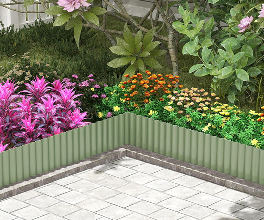 Metal Garden Edging Border, Corrugated Steel Landscaping, DIY for Lawn (Green, 10 Inch x 20FT)