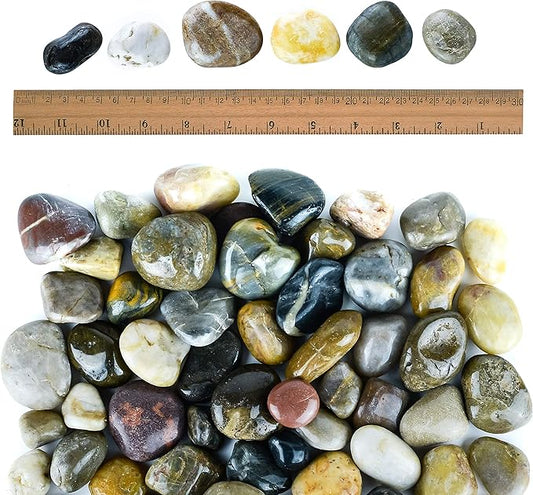 5 lbs Approx. 82 River Rocks Stones for Plants Pebbles for Indoor Plants | Aquarium Fish Tank Rocks | Polished Decorative Rocks for Vases (1.6-2.4 Inches)