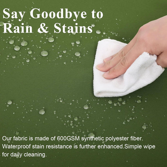 Outdoor Chair Cushions Set of 2 for Patio Furniture 18.5x16x3 Inch Waterproof Patio Chair Cushion 3 Year Color Fastness Rectangle Elastic Foam Garden Couch Pads with Ties and Handle,Green