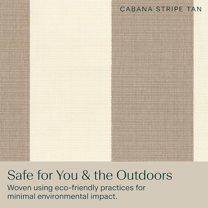 Honeycomb Outdoor Highback, 21 x 42, Cabana Stripe Tan Chair Cushion for Patio Furniture