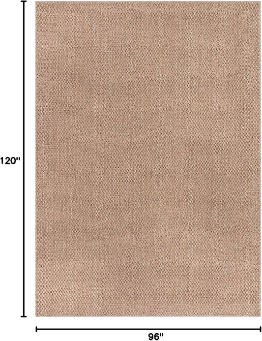 CAMILSON Easy Jute Rug 8x10, Indoor Outdoor Natural Color Farmhouse Area Rugs for Living Room Patio and Kitchen Rug, Solid Boho Woven Design, Easy-Cleaning, Washable Outside Carpet Alfombras (8 x 10)