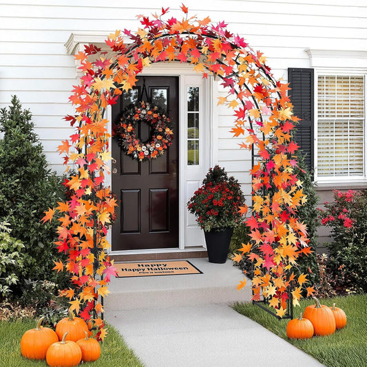 VINGLI Garden Arbor, Arch Archway for Wedding Ceremony Party, Steel Garden Trellis for Plant Climbing, Christmas Garden Decorations Pergola for Garden, Backyard, Lawn (Black, 75.5x22.8x94.5in)