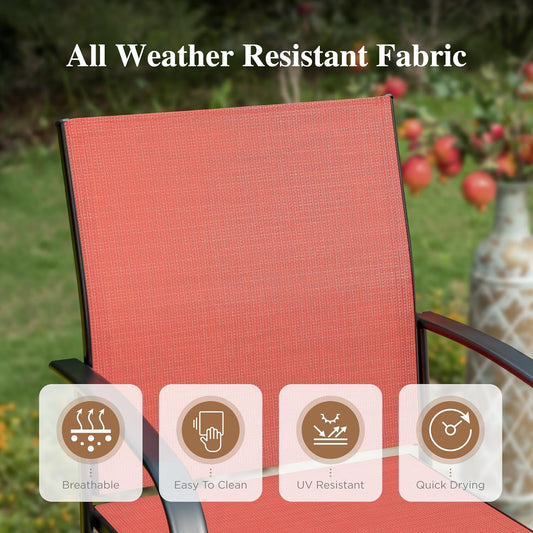 HERA'S HOUSE 9 Pieces Patio Dining Set, Outdoor Table Chairs Set for 8, 8 x Dining Red Chair and 1x Extendable Metal Dining Table for Patio, Lawn, Garden, Porch