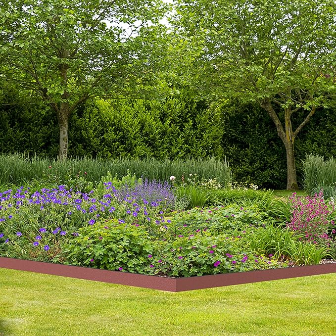 Landscape Edging Coil 33 FT, 4 Inch Tall Garden Edging Border Flexible Lawn Edging Kit with 30 Spikes, Plastic Edging for Landscaping Flower Beds Yard Pathway Paver Edging (4IN x 33FT, Brown)