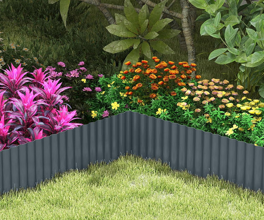 Metal Garden Edging Border, Corrugated Steel Landscaping, DIY for Lawn (Black, 10 Inch x 20FT)