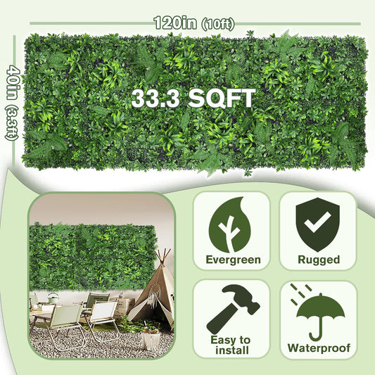 Artificial Green Boxwood Grass Wall Roll: 40"x120"(33.5 SQFT) UV Protected Ivy Privacy Hedge Fence Screen for Chain Link Fences Panel Indoor,Outdoor Patio Balcony & Garden