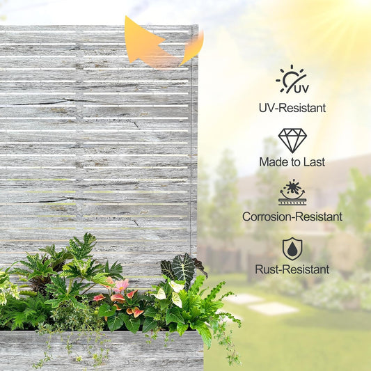 Raised Garden Bed with Trellis and Wheels,73"x47"x16" Metal Raised Garden Bed,White Wood Finish Metal Planter with Climbing Trellis for Vines & Vegetables