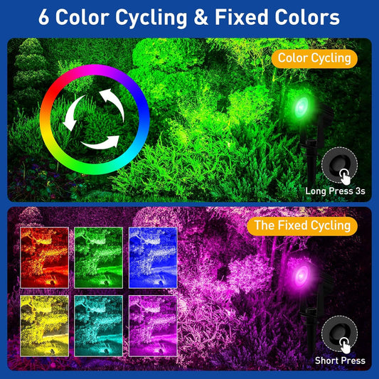 T-SUNUS Halloween Solar Spot Lights Outdoor Color Changing, Landscape Spotlights RGB Lighting Waterproof IP65 9.8ft Cable for Christmas Patio Pathway Yard Garden Wall Holiday Decoration (Multi-Color)