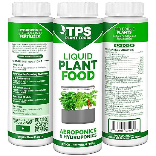 Liquid Plant Food for use in AeroGarden, IDOO and Hydroponic Growing Systems, Liquid Fertilizer 8 oz (250mL)